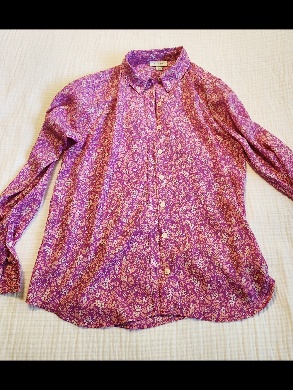 Women's Pink Floral Button-Up Blouse